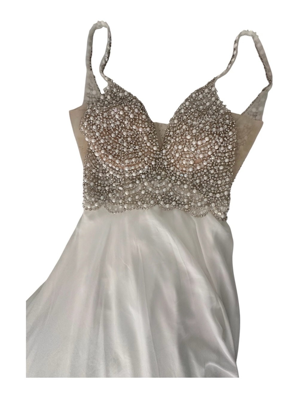 Lulu's White Beaded Spaghetti-Strap Wedding Gown - Picture 3 of 4